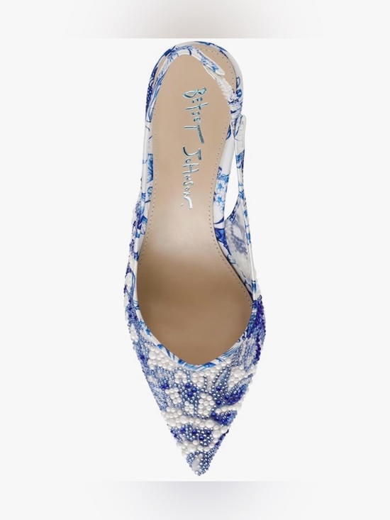 Betsey Johnson Shoes - Betsey Johnson Blue & White Beaded Pointed Toe Slingback